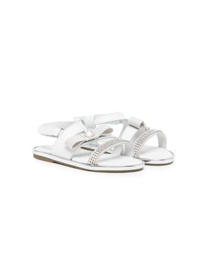 BabyWalker crystal-embellished leather sandals - White