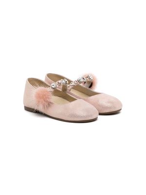 BabyWalker crystal-embellished suede ballerina shoes - Pink