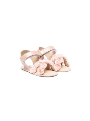 BabyWalker floral-appliqué leather sandals - Pink