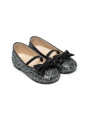 BabyWalker glitter bow-detail ballerina shoes - Black