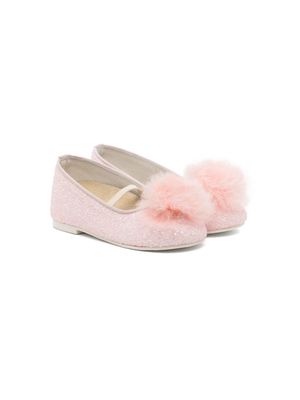 BabyWalker pompom-detail leather ballerina shoes - Pink