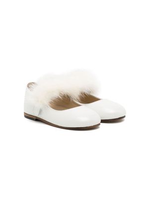 BabyWalker pompom-detail leather ballerina shoes - White
