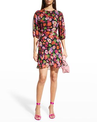 Bacini Ruched Floral-Print Dress