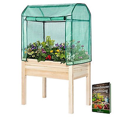 Backyard Expressions Elevated Wood Gardening Be d w/ Greenhouse