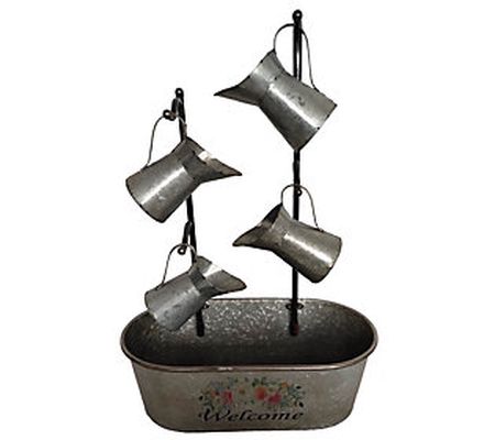 Backyard Expressions Galvanized 4 Watering Can ountain