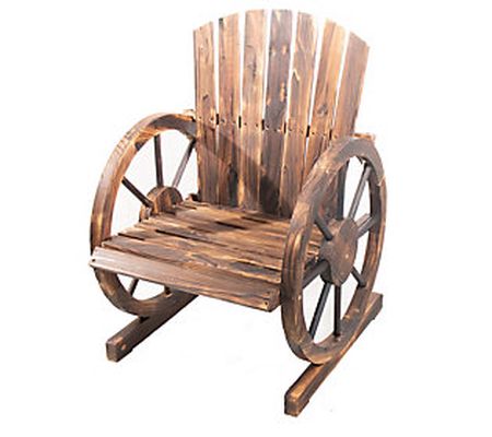 Backyard Expressions Wooden Wagon Wheel Chair