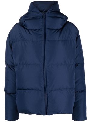 Bacon Cloud logo-patch hooded down jacket - Blue
