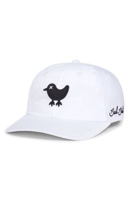 Bad Birdie Embroidered Dad Baseball Cap in White