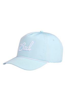 Bad Birdie Logo Script Baseball Cap in Light Blue/White Embroidery