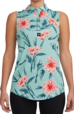 Bad Birdie Never Lei Up Floral Sleeveless Performance Golf Polo