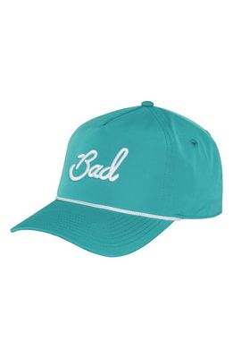 Bad Birdie Rope Baseball Cap in Teal/White Embroidery