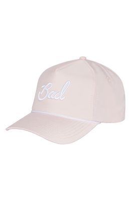 Bad Birdie Rope Embroidered Baseball Cap in Pink/White Embroidery