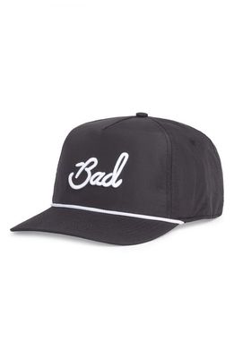 Bad Birdie Rope Tie Embroidered Baseball Cap in Black