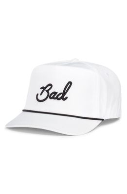 Bad Birdie Rope Tie Embroidered Baseball Cap in White