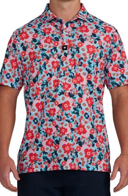 Bad Birdie USA Floral Performance Golf Polo in Blue