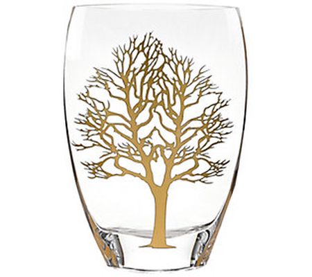 Badash Crystal Gold Tree of Life Mouth Blown 12 " Crystal Vase