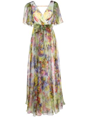 Badgley Mischka abstract-print V-neck dress - Multicolour
