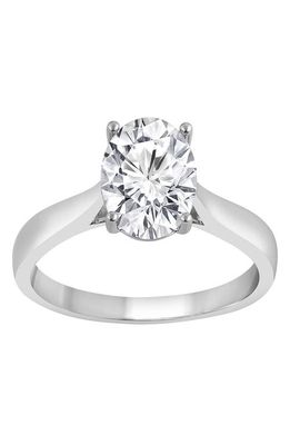 Badgley Mischka Collection 14K White Gold Lab Grown Oval Solitaire Diamond Ring in White Gold-3.00Ctw
