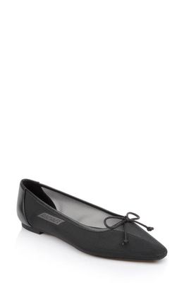 Badgley Mischka Collection Cam Pointed Toe Ballet Flat in Black Mesh