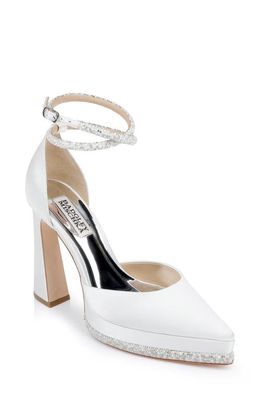 Badgley Mischka Collection Eliana Ankle Strap Platform Pointed Toe Pump in Soft White