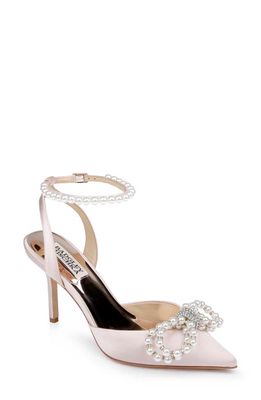 Badgley Mischka Collection Faint Ankle Strap Pointed Toe Pump in Sakura Pink