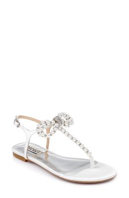 Badgley Mischka Collection Fayth Imitation Pearl & Crystal Bow Sandal in Soft White