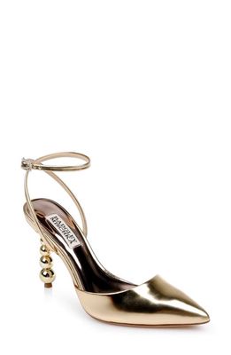 Badgley Mischka Collection Indie II Ankle Strap Pointed Toe Pump in Gold