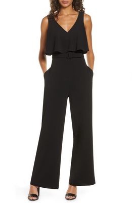 Badgley Mischka Collection Popover Jumpsuit in Black