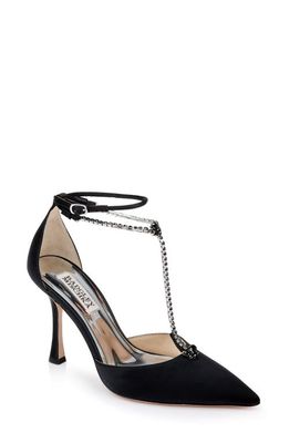 Badgley Mischka Collection Zayna Embellished T-Strap Pointed Toe Pump in Black