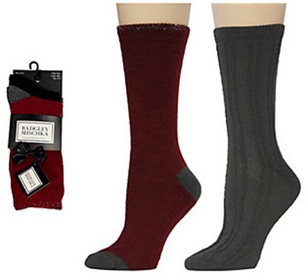 Badgley Mischka Lurex Wool Cashmere Blend Socks - 2 Pair Pack