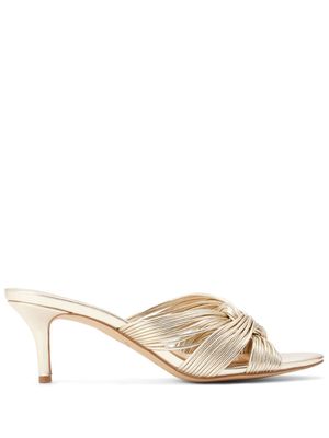 Badgley Mischka Mia 60mm twisted leather mules - Gold
