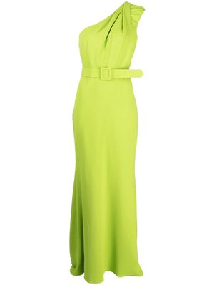 Badgley Mischka one-shoulder long dress - Green