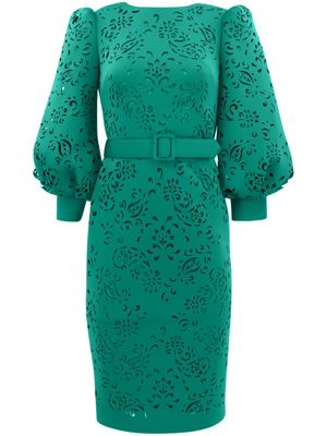 Badgley Mischka Paisley laser-cut dress - Green