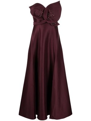Badgley Mischka Petal embellished crepe gown - Red