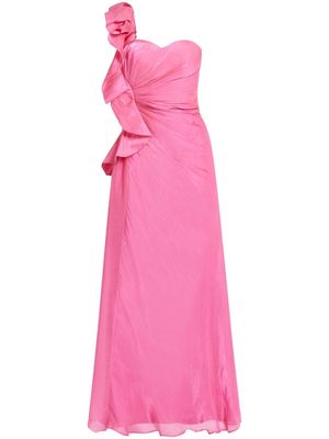 Badgley Mischka ruffle-detail strapless gown - Pink