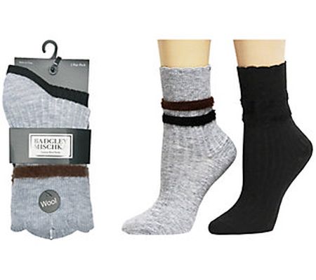 Badgley Mischka Ultra Soft Wool Blend Socks wit h Racer Stripe