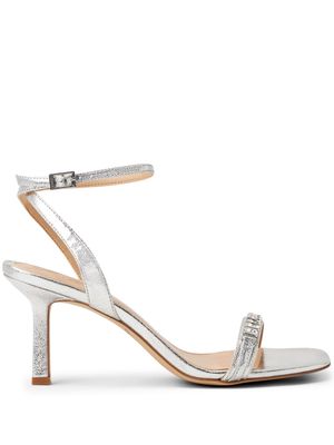 Badgley Mischka Veronika 75mm embellished leather sandals - Silver