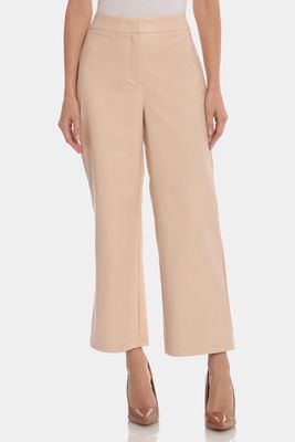 Bagatelle Women's Faux Leather High Waisted Cropped Straight Leg Trouser in Chestnut