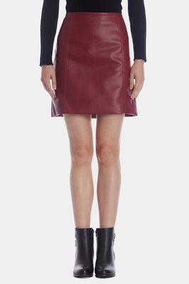 Bagatelle Women's Faux Leather Mini Skirt in Currant
