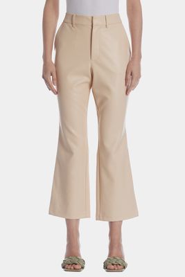 Bagatelle Women's Vegan Leather Cropped Flare Pants in Sand