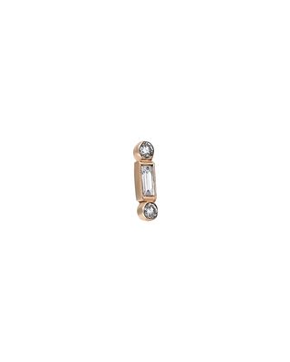Baguette 14k Rose Gold Bonbon White Diamond Earring, Single