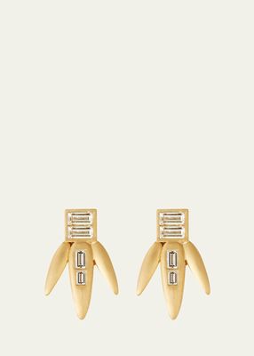Baguette Diamond Grass Straw Earrings in 18K Yellow Gold