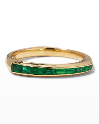 Baguette Stack Ring with Emeralds