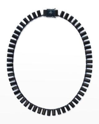 Baguette Tile Riviere Necklace in Black Spinel