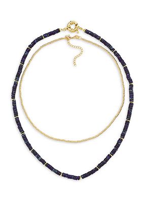 Bahia 18K Gold-Plate & Blue Lapis 2-Piece Necklace Set