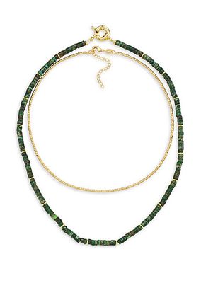 Bahia 18K Gold-Plate & Green Malachite 2-Piece Necklace Set