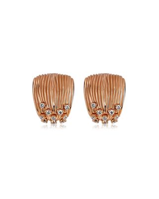 Bahia 18k Pink Gold Diamond Huggie Earrings