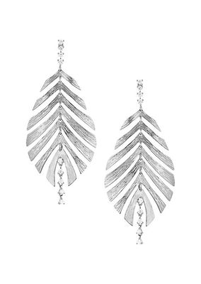 Bahia 18K White Gold & Diamond Leaf Earrings