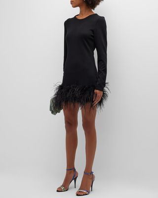 Bahira Ostrich-Feather Mini Dress