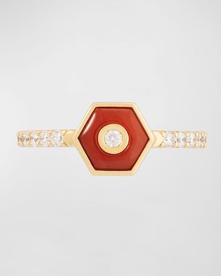 Baia Sommersa 18K Yellow Gold Diamond and Coral Ring